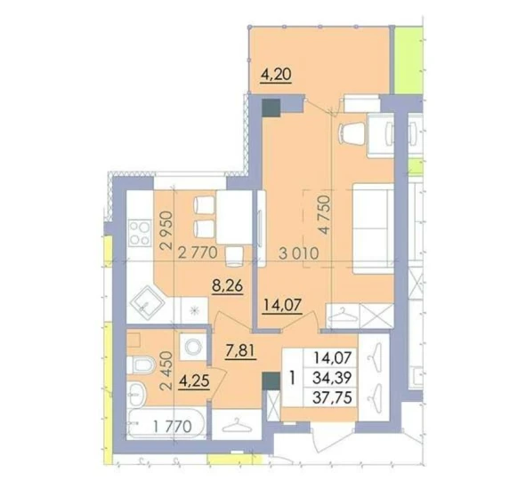 Fotografie 1. Garsonieră apartament, de vânzare. Poltava Киевский