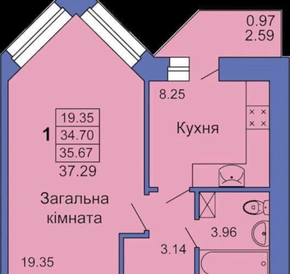 Photo 1. One-Room flat, for sale. Poltava Киевский