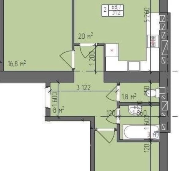Fotografie 2. Două Camere apartament, de vânzare. Zhytomyr Крошня