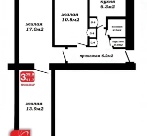 Foto 4. Tres Ambientes piso, en venta. Maryina Gorka