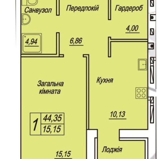 Фото 1. Однокімнатна квартира, продаж. Житомир Крошня