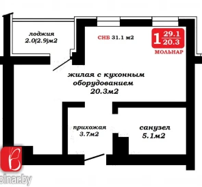 Фото 2. Однокімнатна квартира, продаж. Мінськ Октябрьский