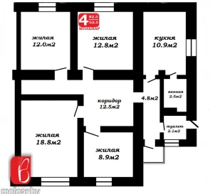Фото 2. Четырехкомнатная квартира, продажа. Вилейка