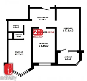 Photo 2. Two-Room flat, for sale. Minsk Октябрьский