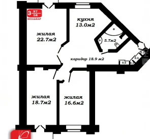 Фото 2. Трехкомнатная квартира, продажа. Минск Ленинский