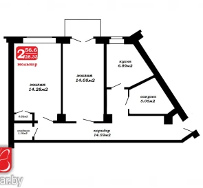 Photo 3. Two-Room flat, for sale. Minsk Октябрьский