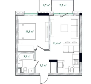 Fotografie 5. Garsonieră apartament, de vânzare. Kyiv Подольский, Poshtova ploshcha