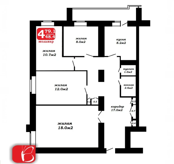 Zdjęcie 1. Czteropokojowe mieszkanie, na sprzedaż. Minsk Фрунзенский