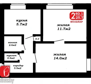 Фото 4. Двокімнатна квартира, продаж. Новоселье Минская