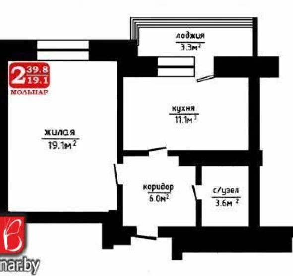 Фото 1. Однокімнатна квартира, продаж. Machulishchi Лесная