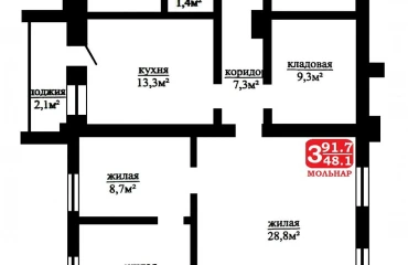 Фото Трикімнатна квартира, продаж. Svisloch